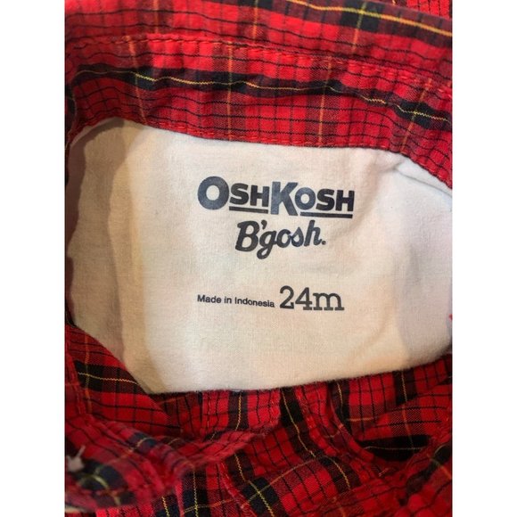 Oshkosh Boys Red Plaid Button Down Bodysuit 24M - Picture 3 of 4
